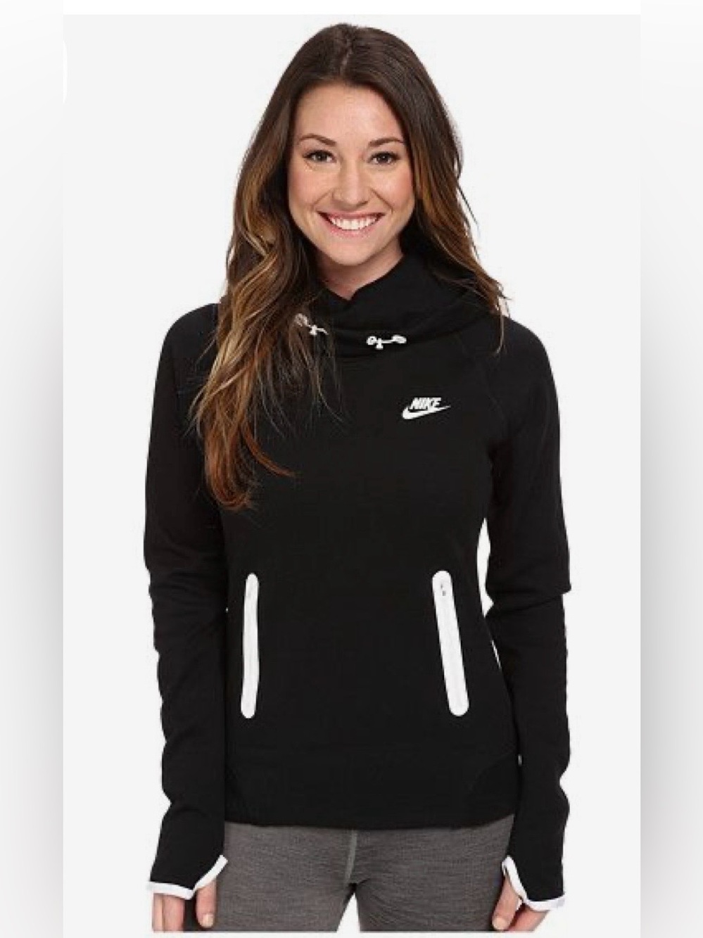 Nike Tech Fleece Women’s Black Funnel Neck Pullover Hoodie